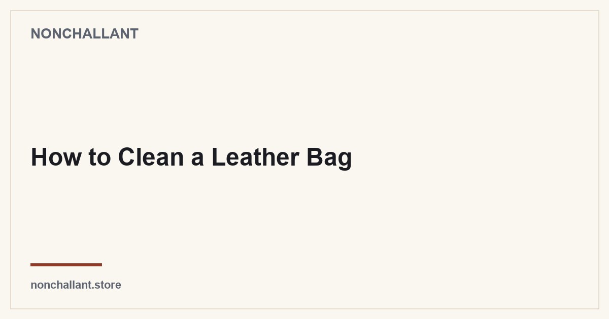 How to Clean a Leather Bag — Nonchallant guide