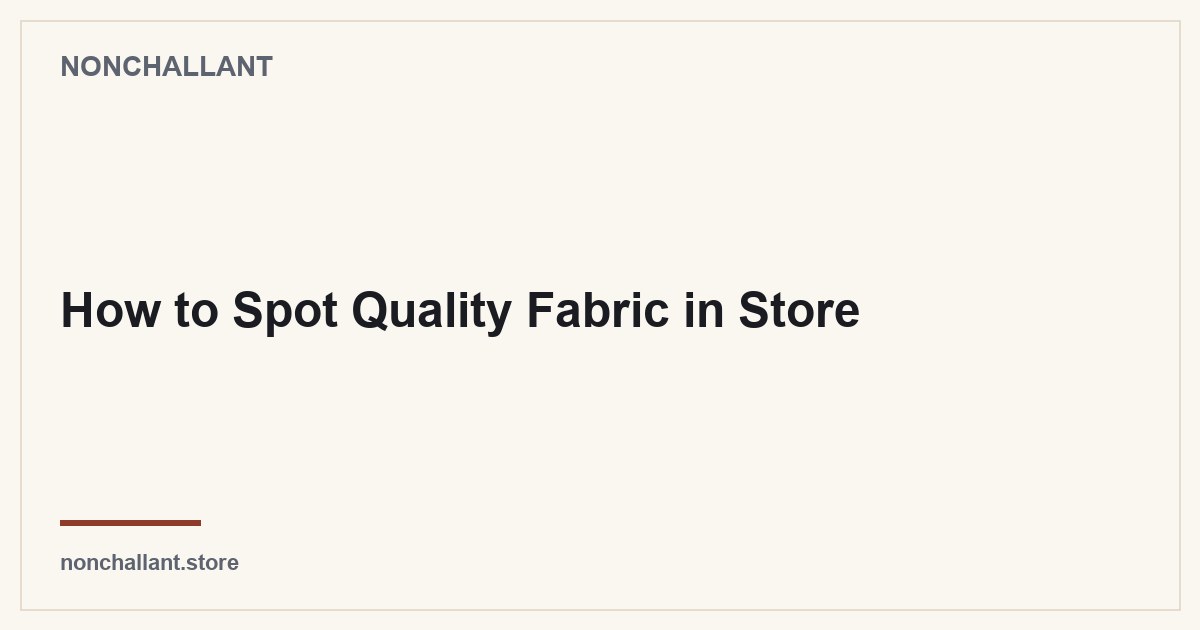 How to Spot Quality Fabric in Store — Nonchallant guide